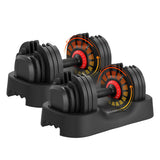 Garvee Set de Mancuernas Ajustables 25 kg con Mango Antideslizante para Gimnasio en Casa, Hierro Fundido y PE, Doble Bloqueo de Seguridad, Compacto Negro