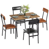 Garvee Conjunto De Comedor Para 4, Mesa Y 4 Sillas Tapizadas PU, Marco Metálico Moderno, MDF, Diseño Curvo, Fácil Limpieza, Marrón, Ideal Para Apartamentos Y Reuniones - 2 Marrón + 2 Negro