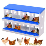Garvee Caja de Nido para Pollos 8 Compartimentos Acero Galvanizado Resistente a la Oxidacin para Patio y Granjas 42.5in x 17in x 26.6in - Azul