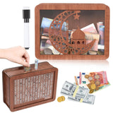 Garvee Spaarpot Para Dinero En Efectivo Contador De Cifras Marcador Madera Duradera Reutilizable 20x14.5x7.6 cm Para Niños Y Adultos