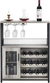 Garvee Gabinete de vino Garvee de 3 niveles con estante para vino removible para cocina, sala de estar y bar 69x35x92cm gris - Gris