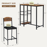 Garvee Set De Comedor Moderno Mit 1 MDF Und Eisen, 1+2 Sillas Acolchadas Para Cocina Pequeña, Compacto, Negro - Gris-Juego de 4 taburetes de bar
