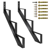 Garvee Escalera de Acero para Escalones con Soporte Triangular Reforzado, Capacidad 272kg, 3 Escalones, Acero Duradero con Acabado Antioxidante para Interior y Exterior - Negro