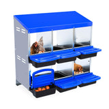Garvee Caja de Nido para Gallinas 6 Compartimentos, Acero Galvanizado PP, Mango de Plástico, Diseño Roll Away, Ventilación Superior, Fácil Recolección Montaje, Azul - Azul