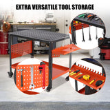 Garvee Mesa de Soldadura 91 × 61 cm Acero Pesado con Ruedas y Almacenaje para Taller Profesional, Mesa Móvil, Color Negro - Naranja