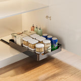 Garvee Cajón Telescópico Extraíble para Cocina 35x43x7cm Acero Inoxidable Sin Taladrar Organizador de Gabinete Negro - Negro