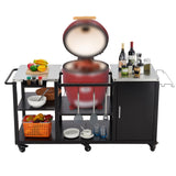 Garvee Mesa de Acero Inoxidable para Parrilla Kamado con Ruedas y 160 kg de Capacidad de Carga