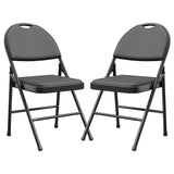 Garvee Sillas Plegables Set de 2 Metal con Patas Antideslizantes para Interior y Exterior, Resistente 150 kg, Tapizado PU, Colores Vibrantes - Negro