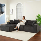 Garvee Sofá Modular 274 cm Cloud Memory Espuma Alta Elasticidad Corduroy Sin Montaje Flexible Multifuncional Sala de Estar - Gris