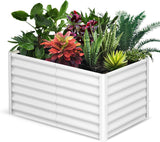Garvee Parterre Metálico Profundo para Plantas de Raíz en Exterior 180x90x60cm Blanco Crema - Blanco Hueso