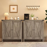 Garvee Buffet de comedor de doble puerta en forma X, conjunto de 1+1, color gris - Gris
