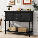 Garvee Mesa de Entrada Vintage con 2 Cajones y Estante para Pasillo y Sala, 107 cm Madera Resistente, Diseño Rústico, Multiusos, Marrón - Negro