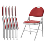 Garvee Sillas Plegables 6 Pack con Almohadilla de PU, Estructura Metálica Resistente, Apilables para Oficina y Camping, Rojo, Diseño Ergonómico - Rojo oscuro