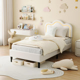 Garvee Cama Individual Tapizada con LED RGB y Cabecero Ajustable, Terciopelo Rosa, Soporte de Listones de Madera, Ideal para Habitaciones Infantiles