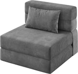 Garvee Sofá Cama Plegable 183×71×15 cm con Almohada, Espuma Alta Densidad, Respaldo Ergonómico, Tela Lino Moderna para Apartamento y Oficina, Compacto Gris - Gris Oscuro