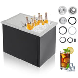 Garvee Baúl de Hielo Empotrable 26L de Acero Inoxidable 304, Hielera con Tapa Deslizante de 45x30x35 cm para Bar y Barbacoa Exterior, Enfriador de Bebidas Térmico, Negro y Plateado - Negro y Plata （Tapa Deslizante）