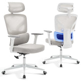 Garvee Silla De Oficina Ergonómica Con Soporte Lumbar Ajustable, Respaldo Alto, Reposacabezas, Brazos 3D, Malla Transpirable, Base Metálica, Ruedas Para Oficina Y Hogar - Gris