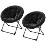 Garvee Silla Saucer Plegable Marco Metálico Asiento Piel Sintética Algodón PP Para Dormitorio Sala Color Elegante