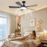 Garvee Ventilador de Techo de 132 cm con Luz LED Regulable, Motor DC Silencioso de 6 Velocidades con Mando a Distancia, 5 Aspas Modernas para Dormitorio y Salón - Negro