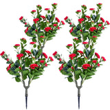 Garvee Topiario Artificial con Flores Camelia, Juego de 2, PE Resistente UV, Interior y Exterior, 35.4 in, Rojo - Rojo