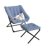 Garvee Sillón Perezoso con Tapicería de Piel de Conejo Ultra Cómodo y Acogedor para Salón Relax Cojín Acolchado Resistente - Azul