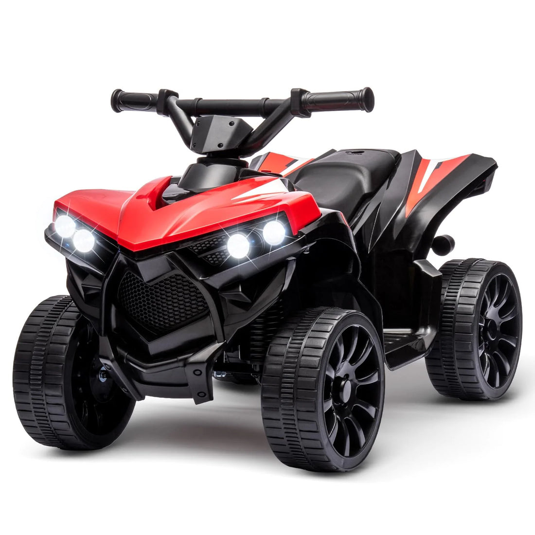Garvee Quad Eléctrico 6V ATV, LED, Música, Velocidad 3 km/h, PP Resistente, 2-5 años, Interior y Exterior, Rojo