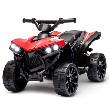 Garvee Quad Eléctrico 6V ATV, LED, Música, Velocidad 3 km/h, PP Resistente, 2-5 años, Interior y Exterior, Rojo
