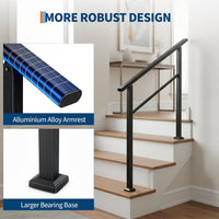 Garvee Barandilla para Escalera de 3 Peldaños Ergonómica y Estable con Accesorios de Montaje y Guantes para Exterior e Interior Negro