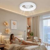 Garvee Ventilador de Techo con Luz LED 48cm, Plafón Moderno de Anillo Silencioso para Dormitorio y Salón, Lámpara Ventilador de Acrílico, 3 Tonos de Luz, Blanco - Blanco
