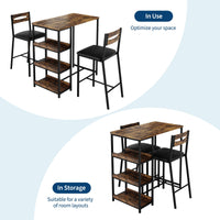Garvee Conjunto De Comedor 3 Piezas Con Estantes, Mesa De Cocina Y 2 Sillas Tapizadas, Diseño Moderno, Para Comedor Pequeño, Melamina Resistente, Fácil Montaje Vintage