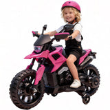 Garvee Moto Eléctrica Infantil 6V para 3-6 Años con Batería 6V4Ah, Phares y Klaxon, Estable con Ruedas Laterales, Compacta y CE, Juegos al Aire Libre - Rosa Fucsia