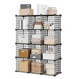 Garvee Estantería de Almacenamiento Cúbica 12 Cubos, Negra, Metal Duradero, Modular y Apilable, Estantería Moderna, para Interior - Negro