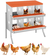 Garvee Caja de Anidación para Pollos 6 Compartimentos con Patas, Acero Galvanizado, Sistema Rollaway Ventilación, Montaje en Pared, Fácil Limpieza, Rojo - Rojo