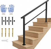 Garvee Barandilla para Escalera de 5 Peldaños Estilo Curvado de Acero Reforzado para Embellecimiento de Jardines y Porches Negro