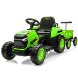 Garvee Tractor Eléctrico 12V, Remolque Amovible, Doble Motor, Luces LED, Control Remoto, 3-6 años, Jardín, Verde - Verde