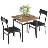 Garvee Juego De Comedor 3 Piezas Mesa MDF Y Metal, Sillas Tapizadas PU, Diseño Industrial, Cocina Y Salón, Resistente Negro - Negro