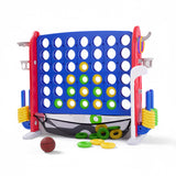 Garvee Juego Gigante 4 en Raya + Baloncesto Ajustable + Lanzamiento de Aros para Jardín y Fiesta Familiar, Portátil, Material PE/PP - Azul