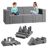 Garvee Sofá Modular Infantil 22Pzs Convertible Espumoso 2 Plazas Gris Memoria Espuma Cubiertas Lavables para Dormitorio y Sala de Juegos