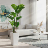 Garvee Monstera Artificial de 137 cm con Maceta Blanca Alta, Hojas Realistas Ajustables, Poliéster y Plástico, para Interior y Exterior - Monstera Deliciosa