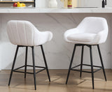 Garvee Taburetes de Bar Modernos Giratorios 66 cm con Respaldo, Tapizado en Tela Sherpa, Patas de Metal, para Isla de Cocina, Negro - Blanco