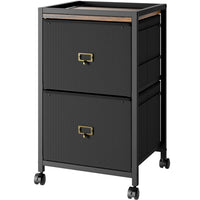 Garvee Archivador Vertical 2 Cajones con Ruedas, Metal y MDF, Oficina en Casa, Ligero y Estable, Vintage