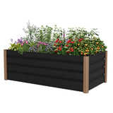 Garvee Cama Elevada Comercial de Aluminio 244 x 107 x 41 cm, para Jardinería Urbana, Gran Área, Drenaje Abierto, Esquinas Redondeadas, Perfil Profundo, Ligera y Resistente - Gris