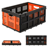 Garvee Caja Plegable 55L Plástico Resistente Apilable Con Asas Laterales Para Hogar Y Camping Naranja - Naranja