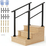 Garvee Barandilla para Escalera de 3 Peldaños Pack de 2 Unidades Doble Protección con Guantes de Trabajo para Uso Residencial Negro - Negro/2 Uds.