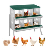 Garvee Caja de Anidación para Pollos 6 Compartimentos con Patas, Acero Galvanizado, Gallineros, Verde - Verde