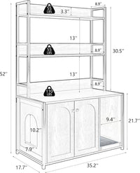 Garvee Mueble para arena de gato Garvee con 2 estantes, alfombrilla para rascar, casa para gatos de interior, armario de baño, estante para arena que ahorra espacio, blanco