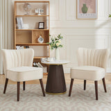 Garvee Silla Acento Moderna de Terciopelo Sin Brazos Para Sala Oficina Dormitorio, Patas de Madera, Comodidad y Soporte Lumbar - Beige