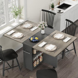 Garvee Mesa Plegable para Comedor con Ruedas y Estante, Multiusos para Cocina y Oficina, 120 × 60 × 75 cm, Slate Oak, Ahorra Espacio - Gris