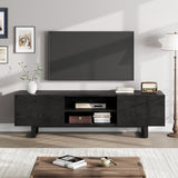 Garvee Soporte TV Industrial para 165-203 cm TVs con 2 Cajones y Almacenaje Abierto para Sala y Dormitorio, MDF Resistente, Patas de Hierro, 178 × 38 × 52 cm, Negro