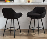 Garvee Taburetes de Bar Giratorios Modernos Set 2 Altura 66 cm Tapizado Sherpa Negro para Isla de Cocina - Negro